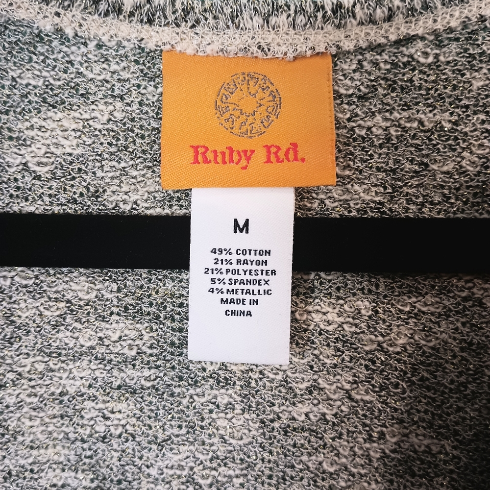 Ruby Rd Gray Silver White Sleeveless Open Front Fall Sweater Size M - Picture 14 of 14